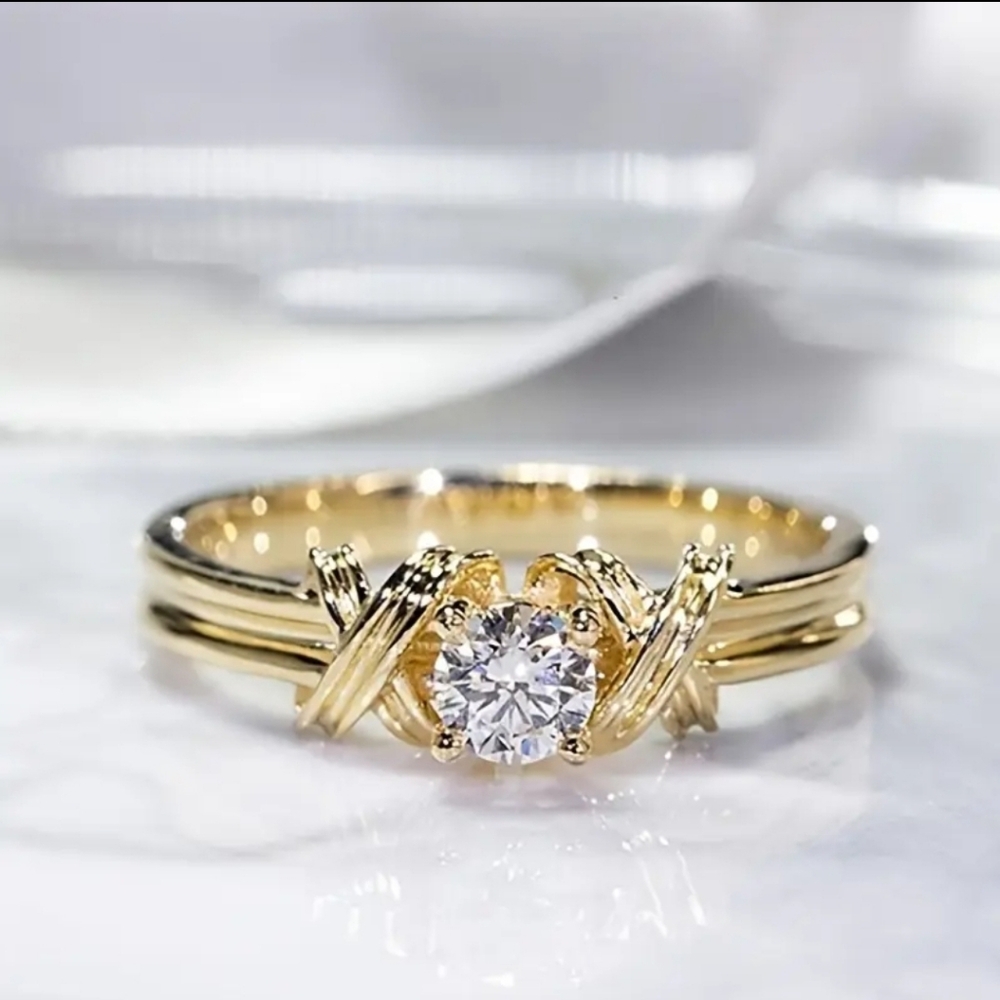 Elegant Gold Ring with Zercon Accent